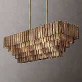 Sirene Amber Glass  Rectangle Chandelier 59"